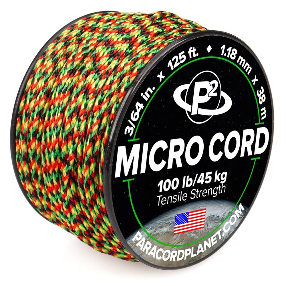 Paracord Planet Micro Paracord - Thin Braided Cord For Crafting, Fishing, And Diy Projects In 125 Ft Spools - Jamaican