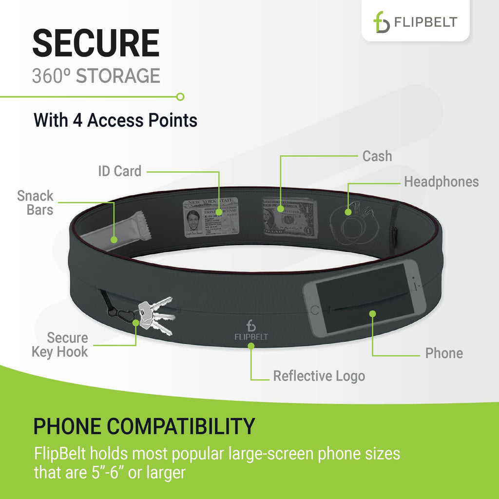 Flipbelt Mens Fb0114-Car-L1, Carbon, Large