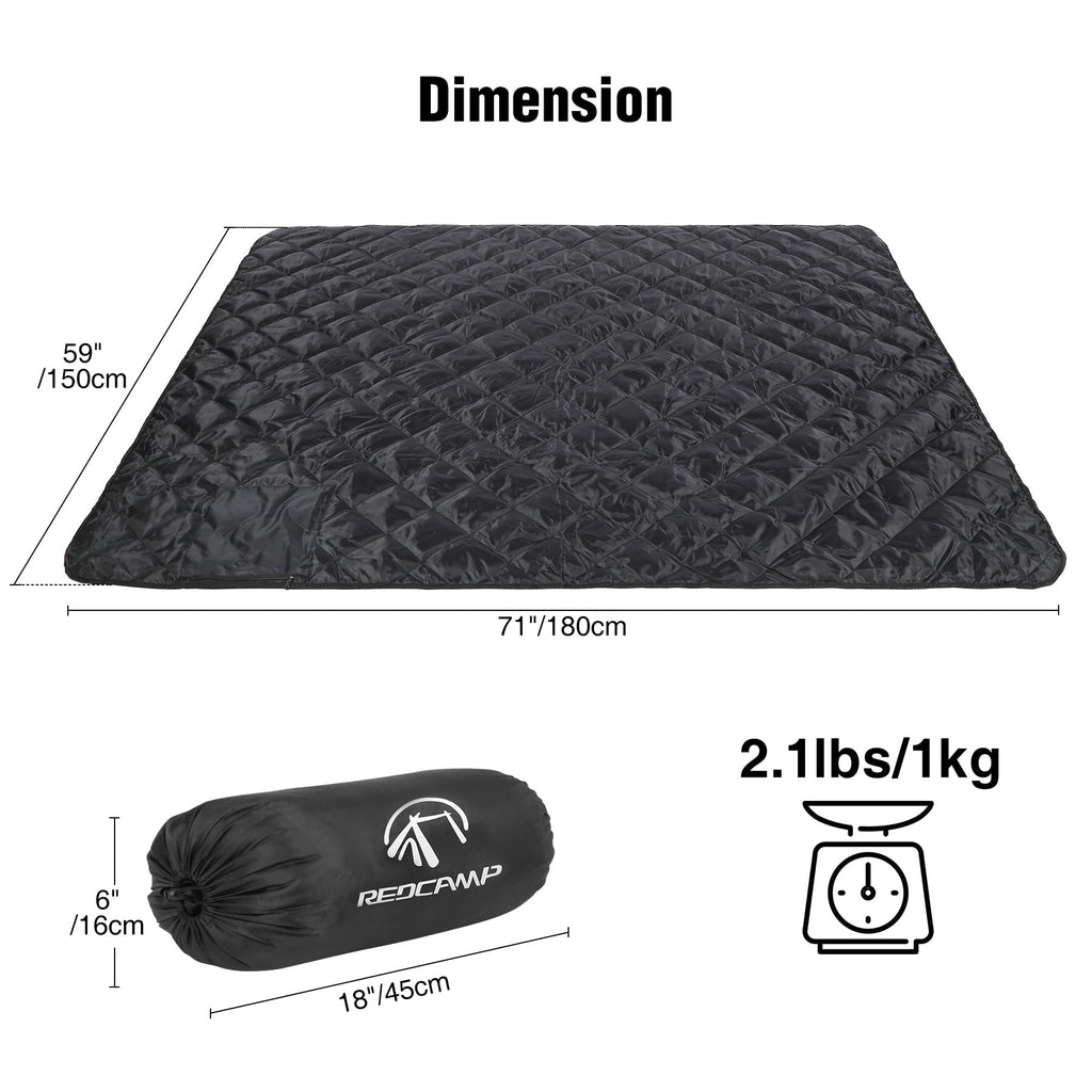 Redcamp Large Camping Blanket With Sherpa Lining, Cold Weather Warm Outdoor Blanket Windproof For Camping Stadium, Machine Washa