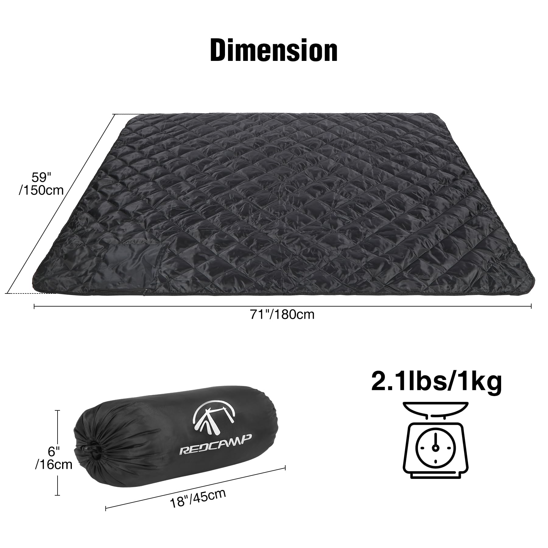 Redcamp Large Camping Blanket With Sherpa Lining, Cold Weather Warm Outdoor Blanket Windproof For Camping Stadium, Machine Washa
