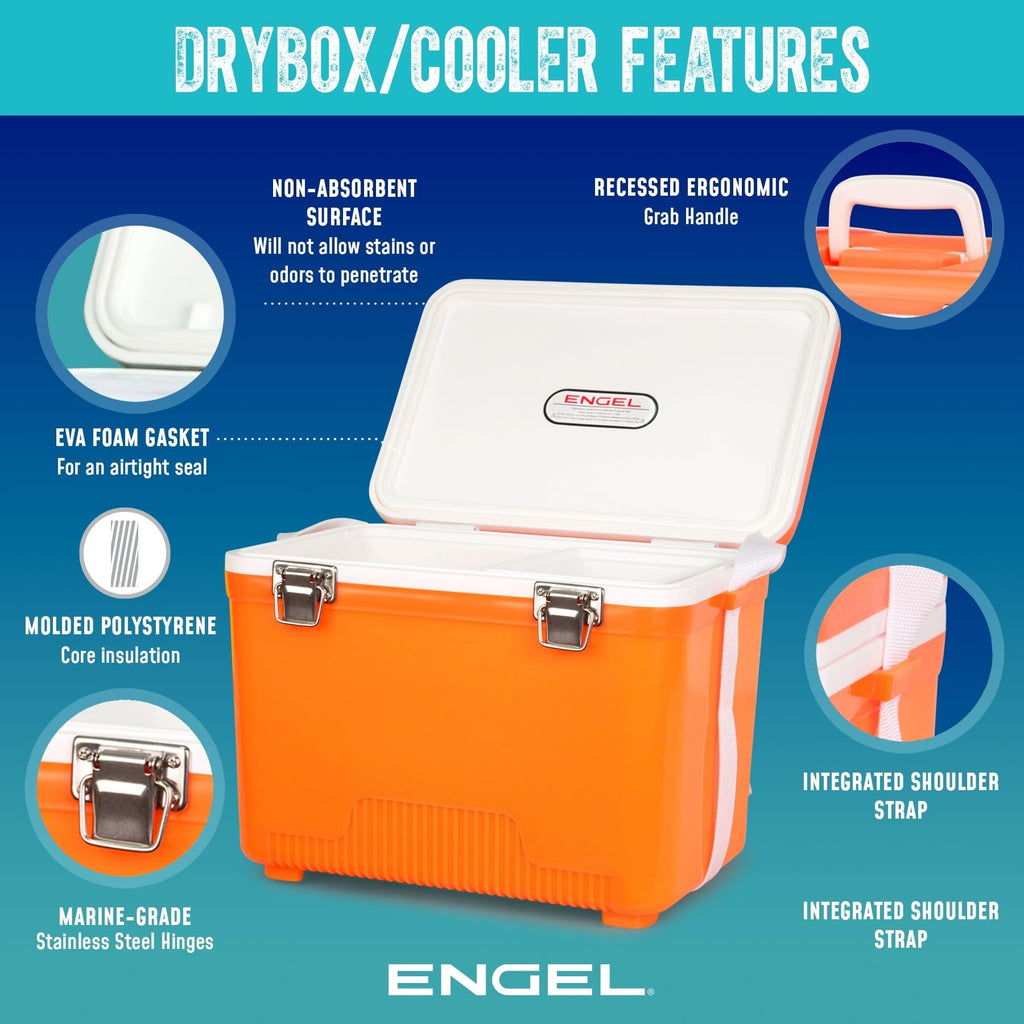 Engel Uc19 19Qt Leak-Proof, Air Tight, Drybox Cooler And Small Hard Shell Lunchbox For Men And Women In Blue