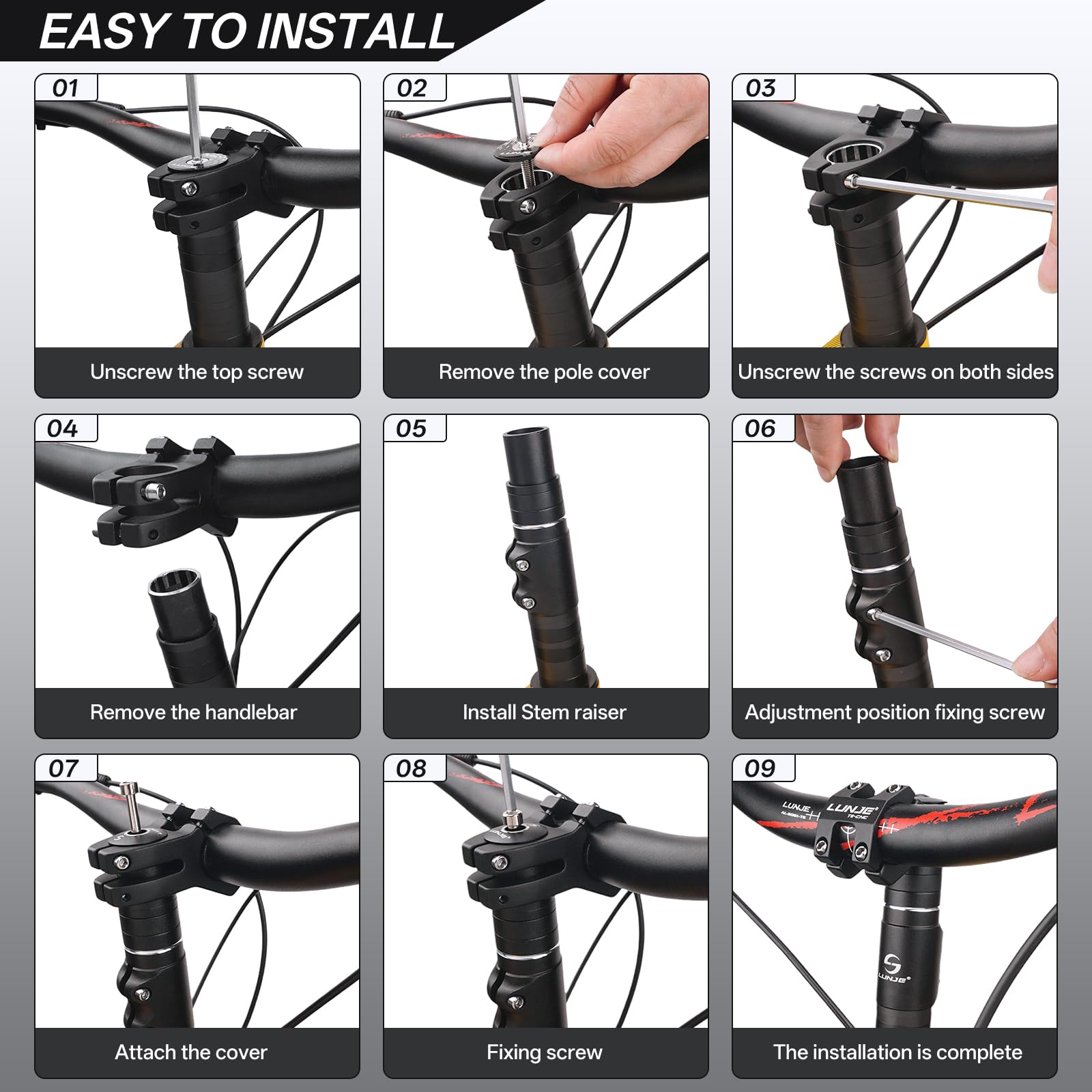 Lunje Bike Stem Riser Extender - 1-1/8 28.6Mm Fork Stem, Aluminum Adapter For Mountain Bikes, Road Bikes, Mtb, Bmx, Lightweight,