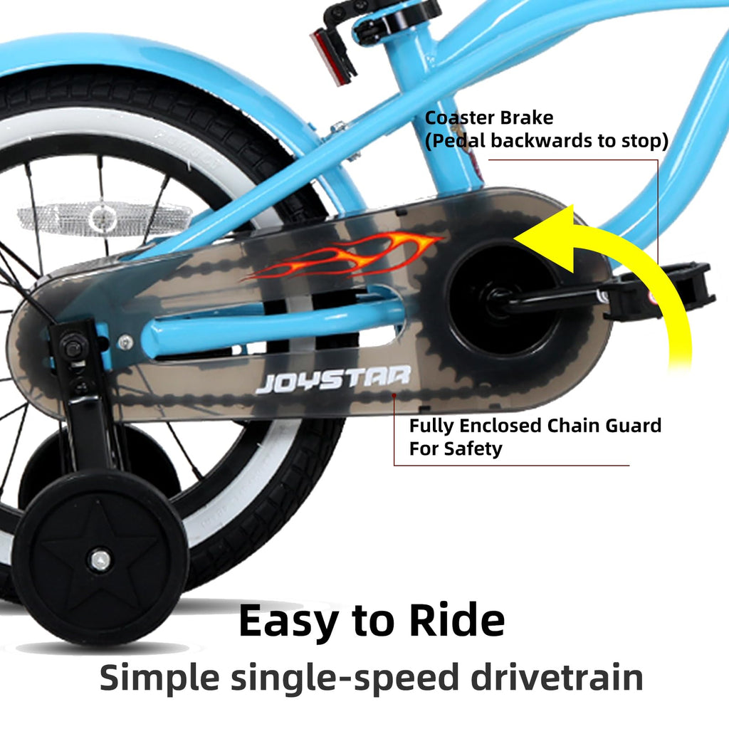 Joystar 14 Inch Kids Bike With Training Wheels For Ages 3-5 Years Old Girls Boys Bike Toddler Bike Beach Cruiser Kids Bicycle Bl