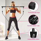 Pilates Bar Kit with Resistance Bands(4 x Bands),3-Section Pilates Flexbands Kit Workout Equipment for Legs,Hip,Waist and Arm,Fi