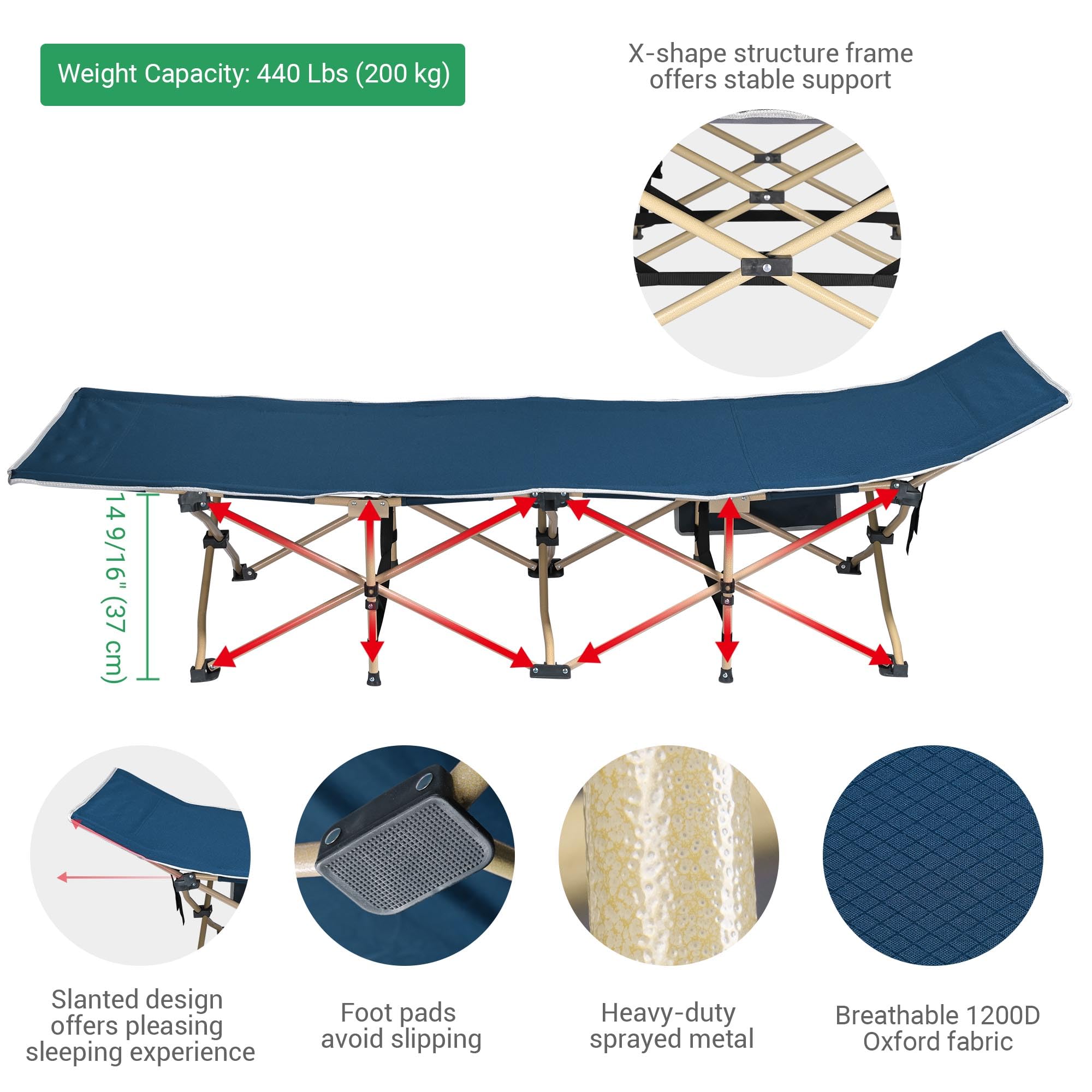 Yescom Potable Collapsible Camping Cot Bed Carry Bag For Travel Home Office Nap Outdoor