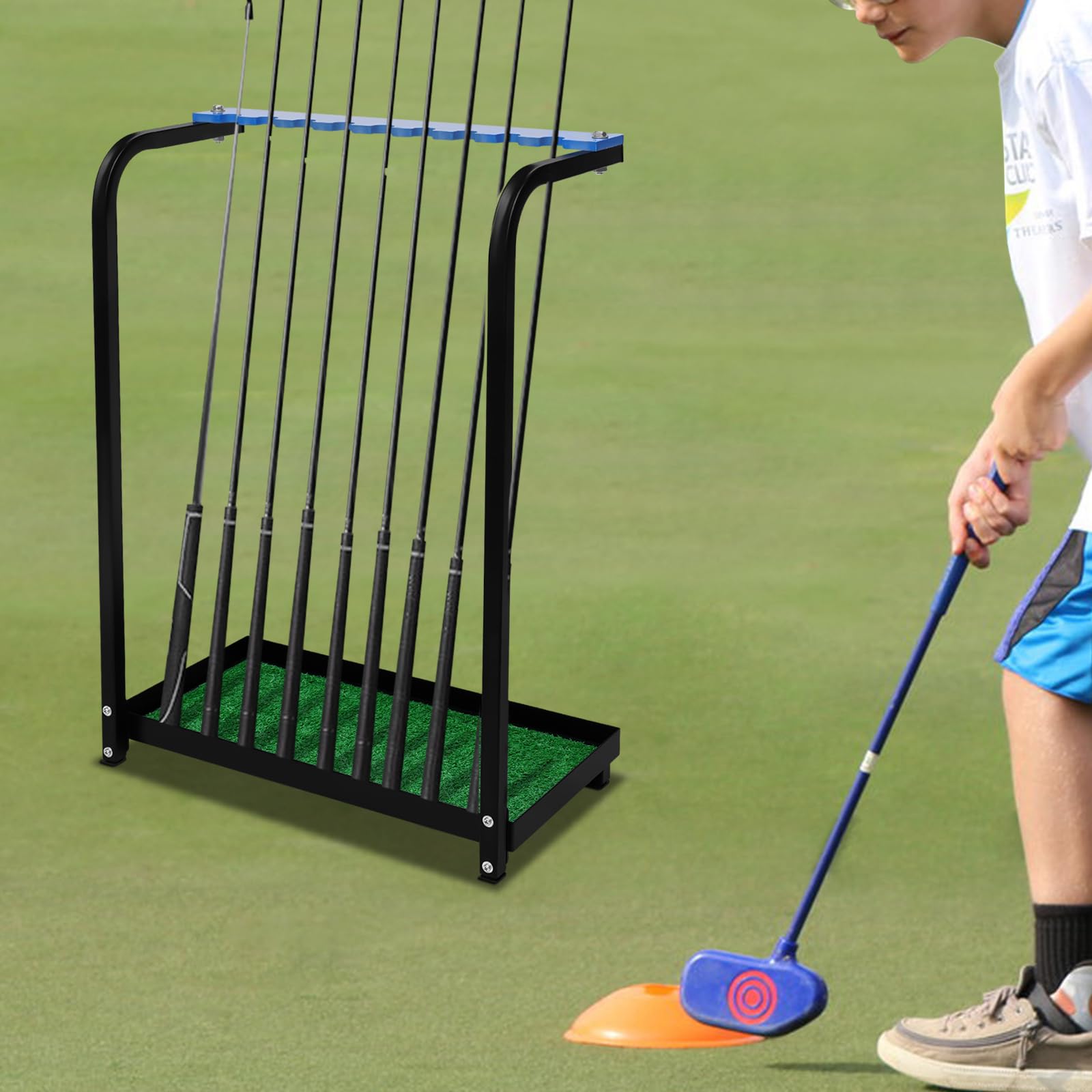 Golf Club Display Rack Metal Golf Putter Storage Organizer Floor Stand Storage Box Landing Rack Storage Equipment (9-Hole Putter