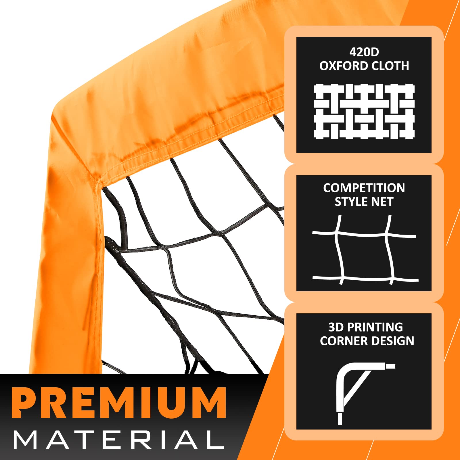 Runbow 6X4 Ft Portable Kids Soccer Goal For Backyard Practice Soccer Net With Carry Bag (6X4 Ft, Orange, 2 Pack)