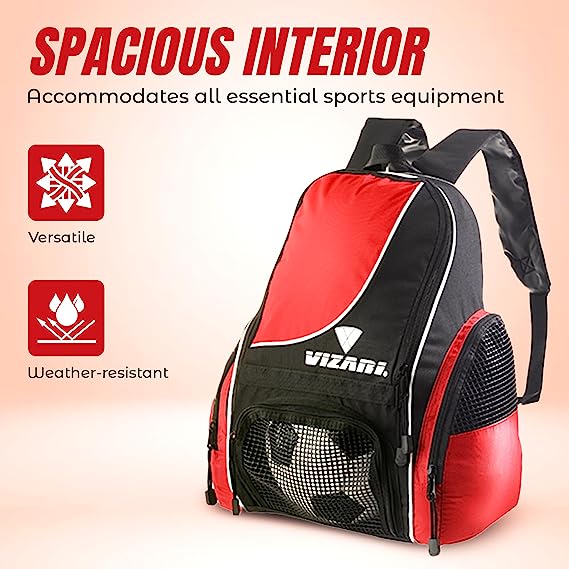 Vizari Solano Soccer Sport Backpack – Red