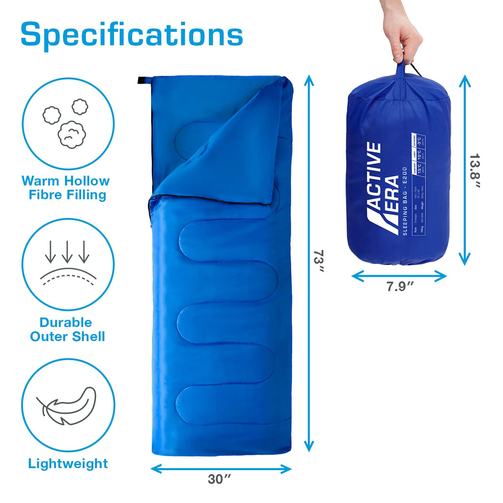Active Era Ultra Lightweight Sleeping Bag Indoor & Outdoor - Compact 3 Season Sleeping Bag For Adults - Camping Sleeping Bags Fo