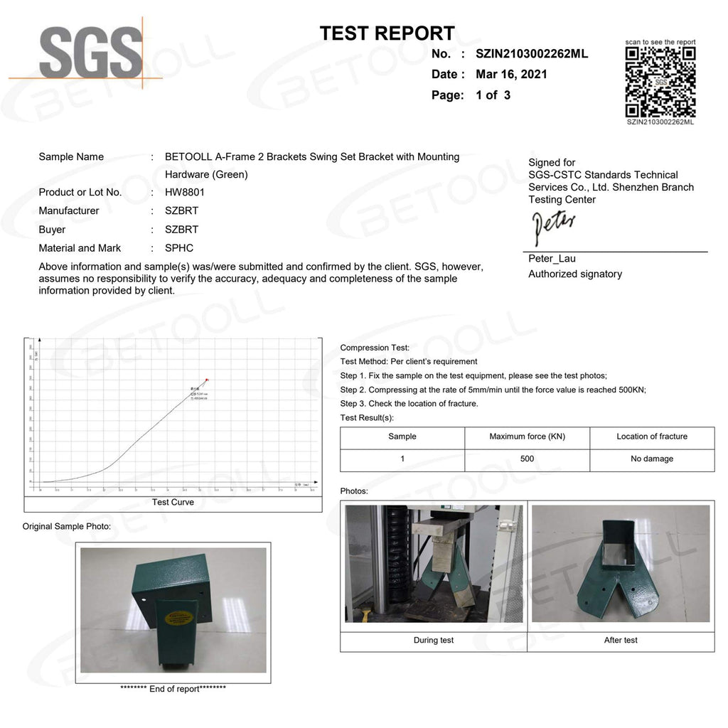 Betooll A-Frame 2 Brackets Swing Set Bracket With Mounting Hardware (Green)