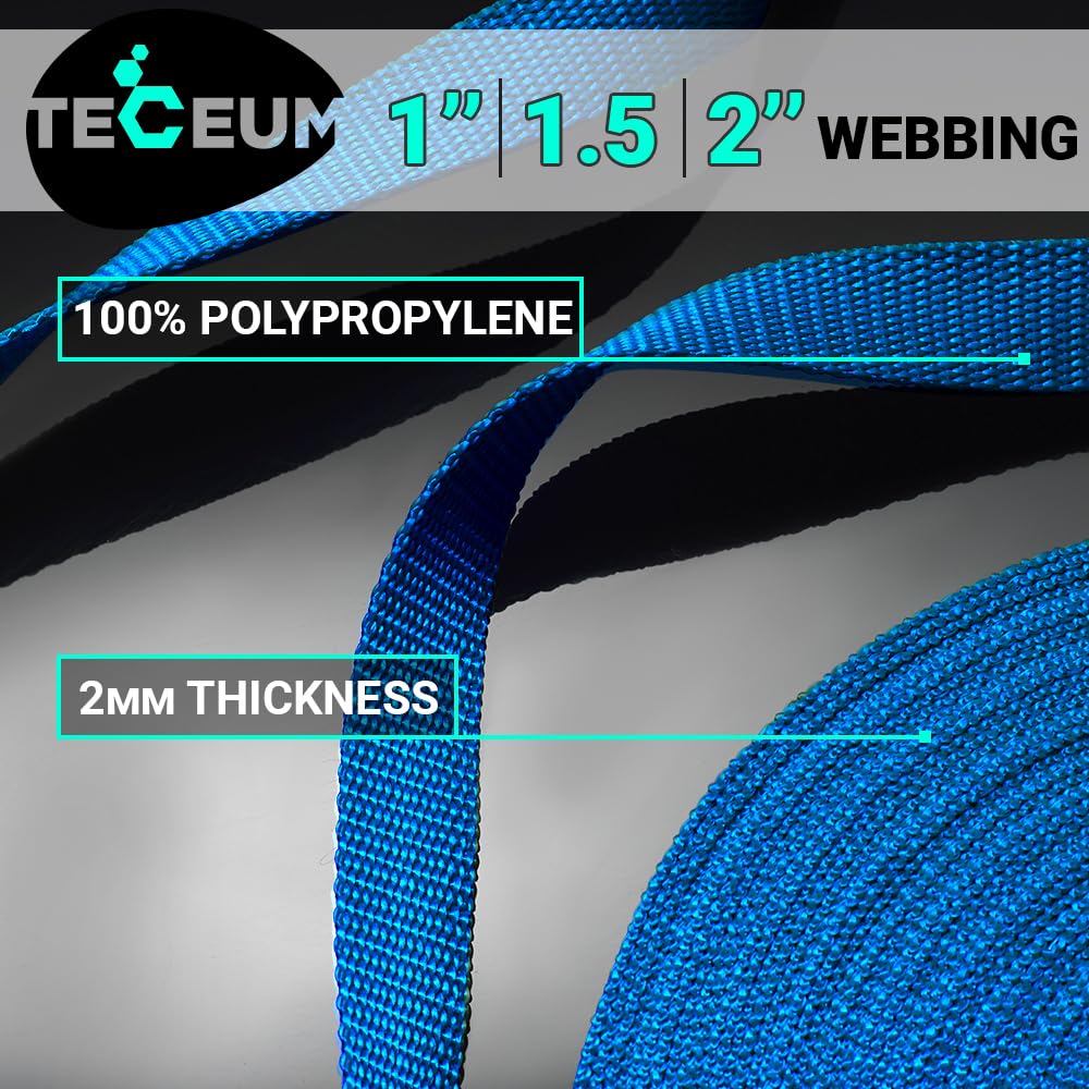 Teceum 1 Inch Webbing - Simple Blue - 25 Yards - 1    Webbing For Climbing Outdoors Indoors Crafting Diy