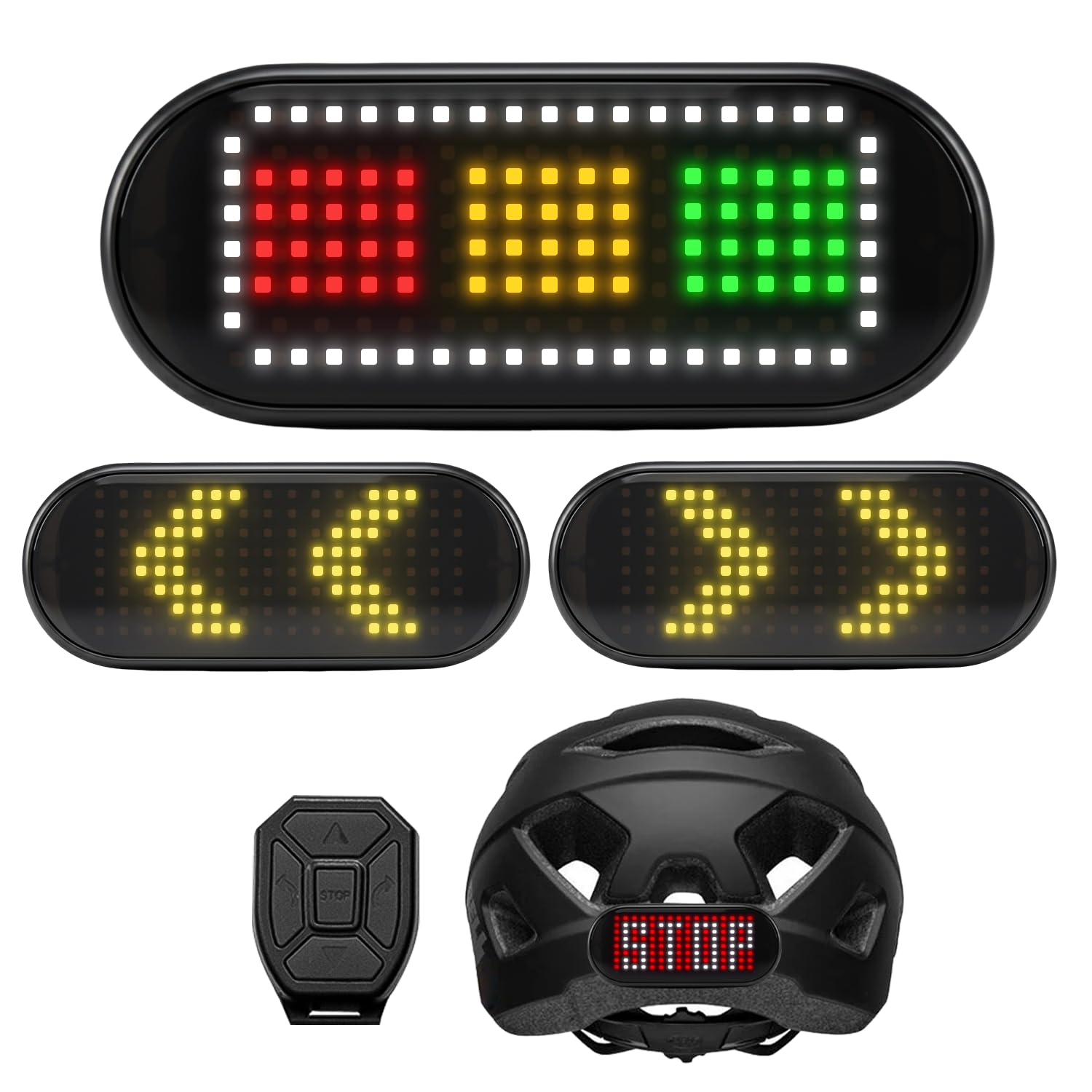 Docgari Bike Helmet Light - Smart Helmet Accessories for Motorcycle, Scooter, Ebike, Snowmobile - Safety Warning LED Screen with