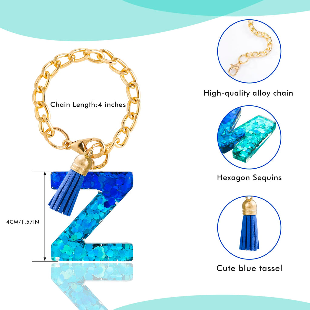 Letter Charm Accessories for Stanley Cup 1 PCS Cute Initial Keychain Handle Charm for Stanley Tumbler for Women Blue Letter Z