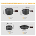 Bulin Camping Cookware Mess Kit, Backpack Portable Campfire Cooking Pots Pans Kettle Set, Durable Lightweight Aluminum Cook Gear