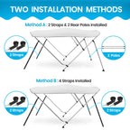 Naviskin White 4 Bow 8L X 54 H X 79-84 W Bimini Top Cover Includes Mounting Hardwares,Storage Boot With 1 Inch Aluminum Frame