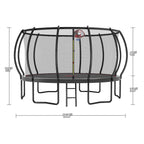 Lyromix 14FT Trampoline Outdoor with Basketball Hoop, Trampoline with Lights for Kids and Adults, Recreational Trampolin with Sp