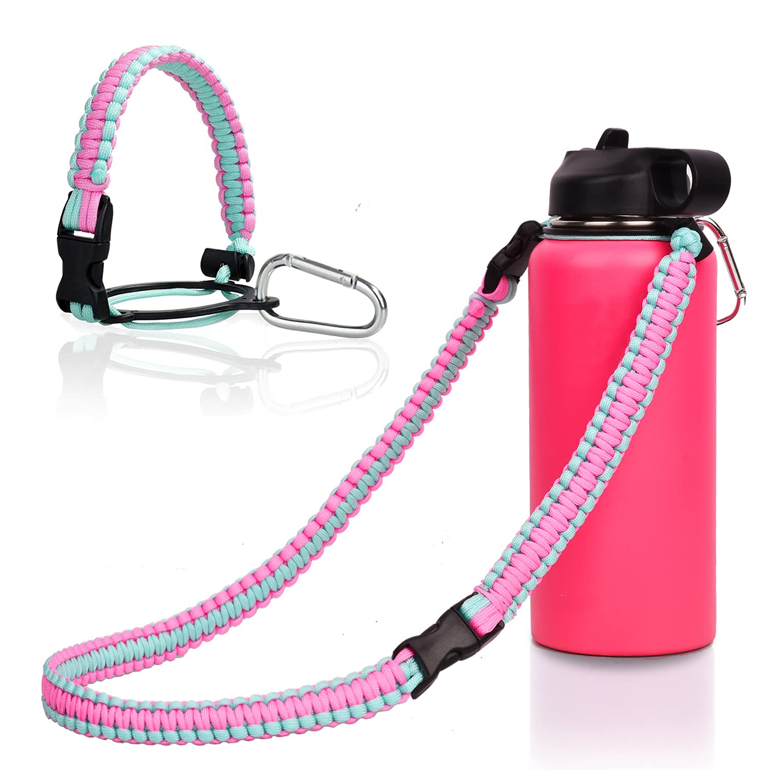 Wongeto Paracord Handle With Shoulder Strap,Compatible With Hydro Flask Wide Mouth Water Bottles 12Oz - 64 Oz (Not Compatible Fo