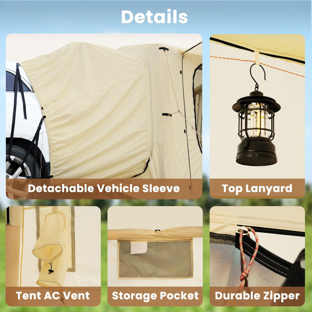 Inflatable Suv Tent Attachment For Camping, Large Inflatable Tents For Camping 4-6 People, Suv Blow Up Car Tent, Instant Pop Up