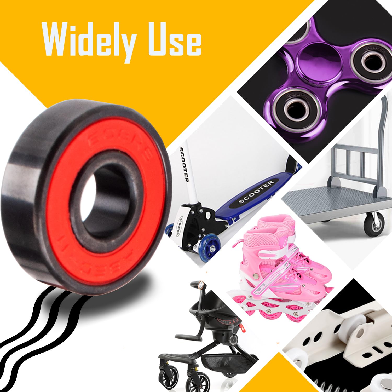Senston Ceramic Skateboard Bearings High Speed Double Shielded 608 Rs Abec-11 8 Pack Set For Skateboard Trucks Scooters Wheel Ro