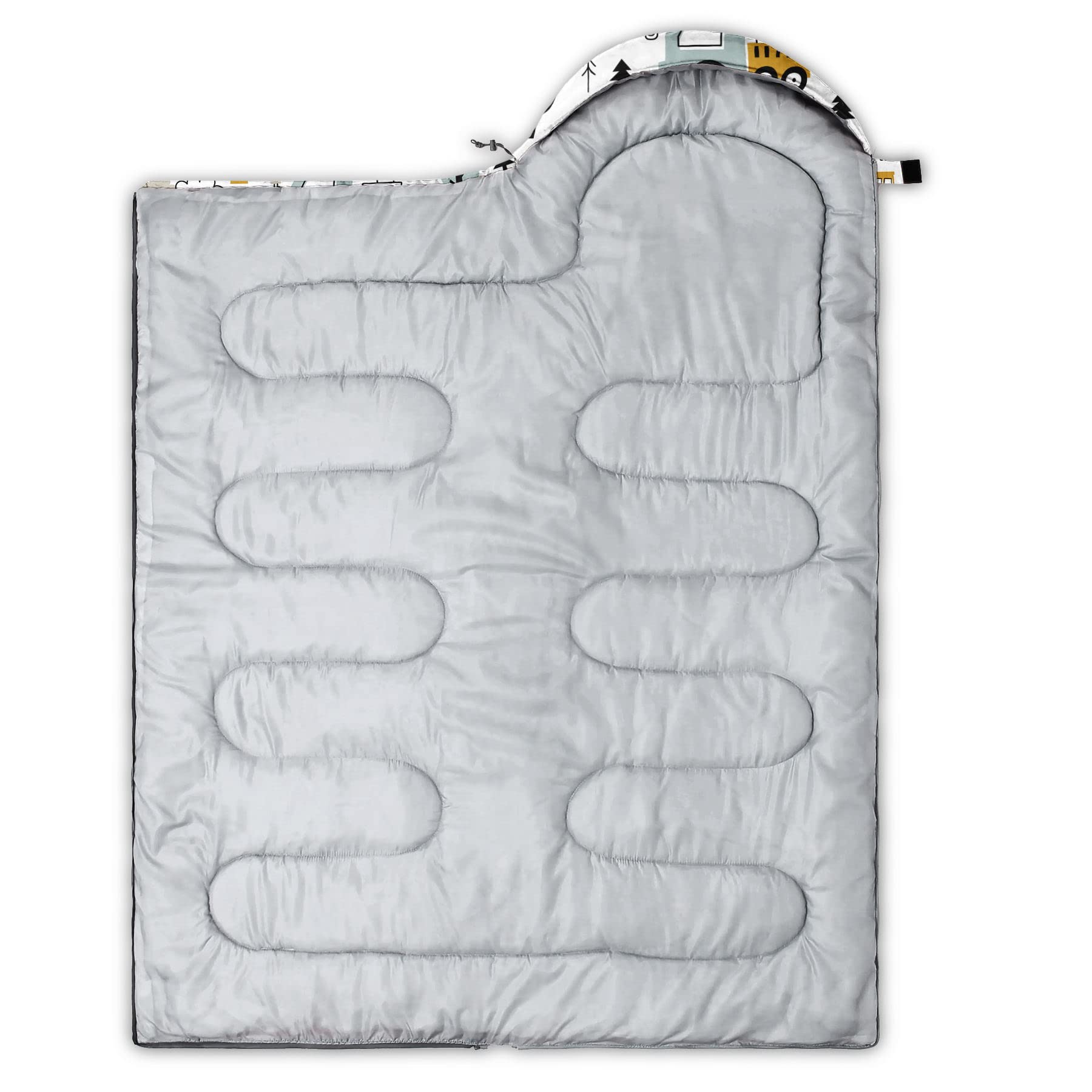 Datura Home Kids Sleeping Bag For Boys Girls,Construction Truck Print-Lightweight Warm Portable Outdoor Indoor-Waterproof Cold W