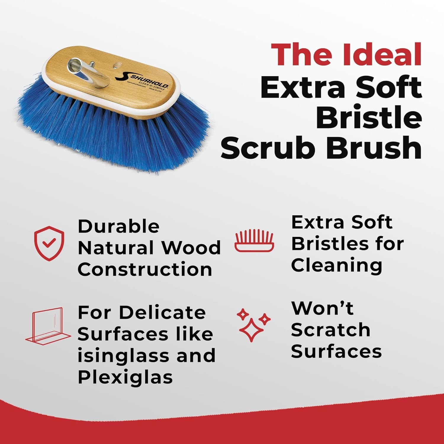 Shurhold 6 Nylon Extra Soft Bristles Deck Brush