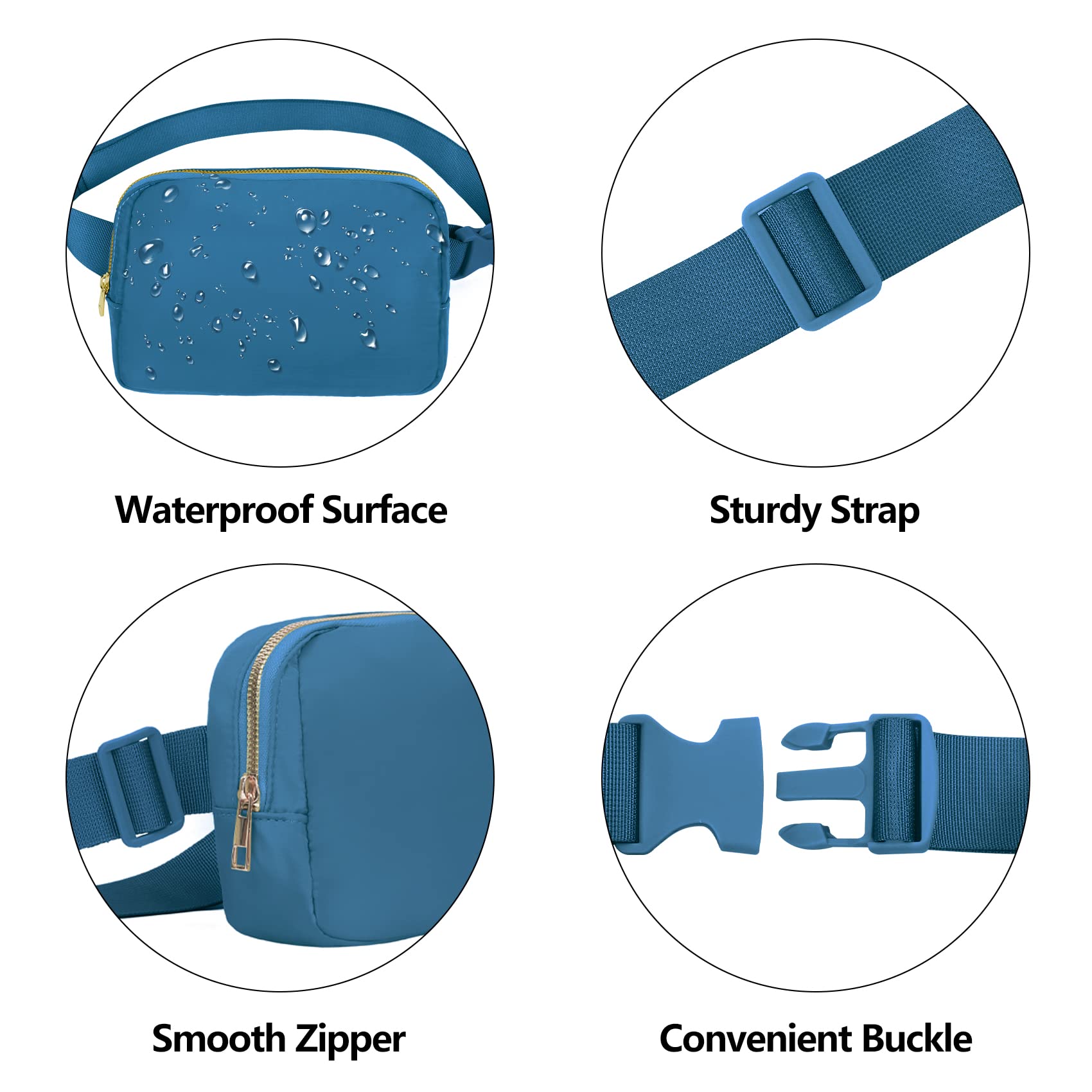 Vorolo Fanny Pack Christmas Gift For Women And Men Crossbody Bag Belt Bag Bum Bag With Adjustable Strap For Sports Blue