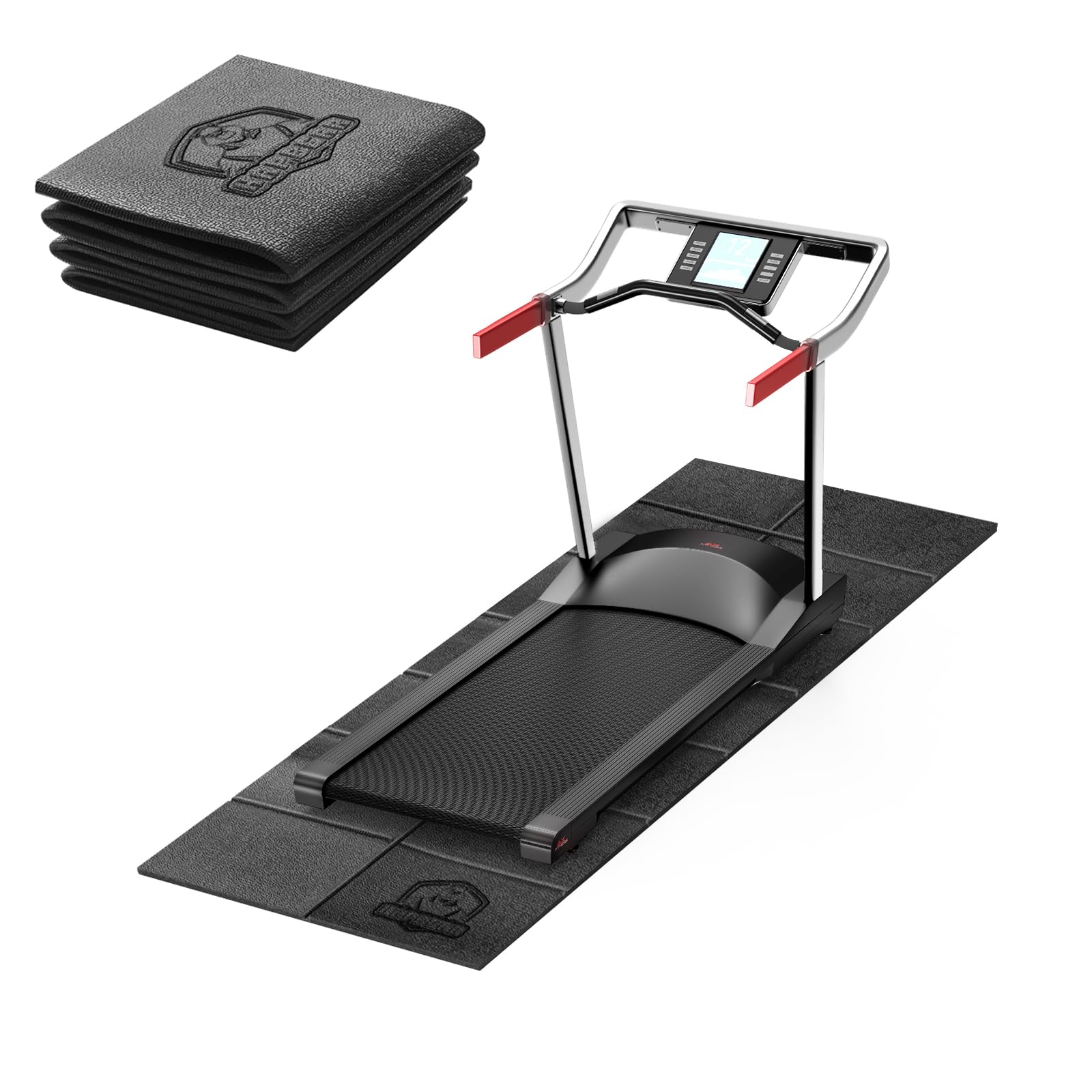 HAPBEAR Treadmill Mat - 68x24x1/5 Thick Non-Slip Foldable Exercise Equipment Mat for Walking Pad, Weight Bench & Treadmill - Sho