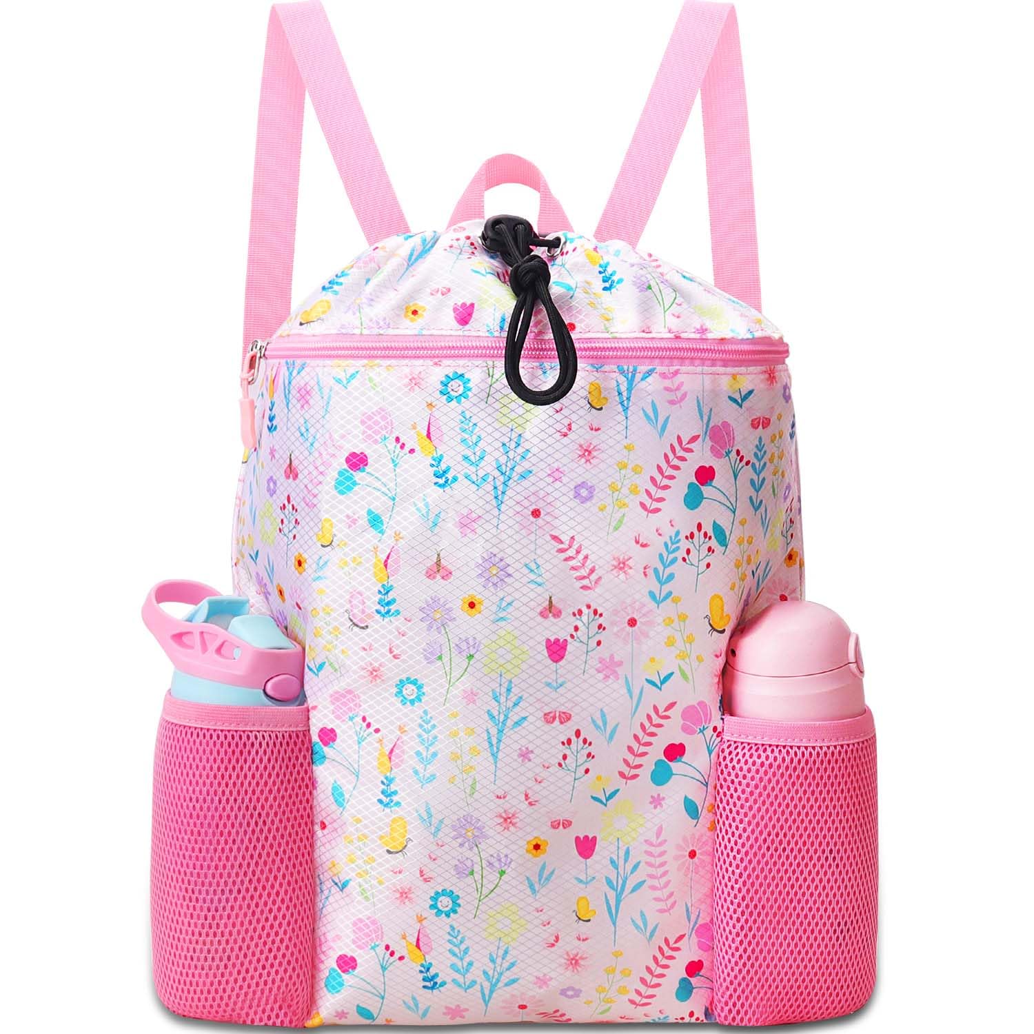 RHCPFOVR Drawstring Backpack for Kids - Swim Bags for Girls Beach Swimming Pool Lightweight Draw String Bags Waterproof Sports G