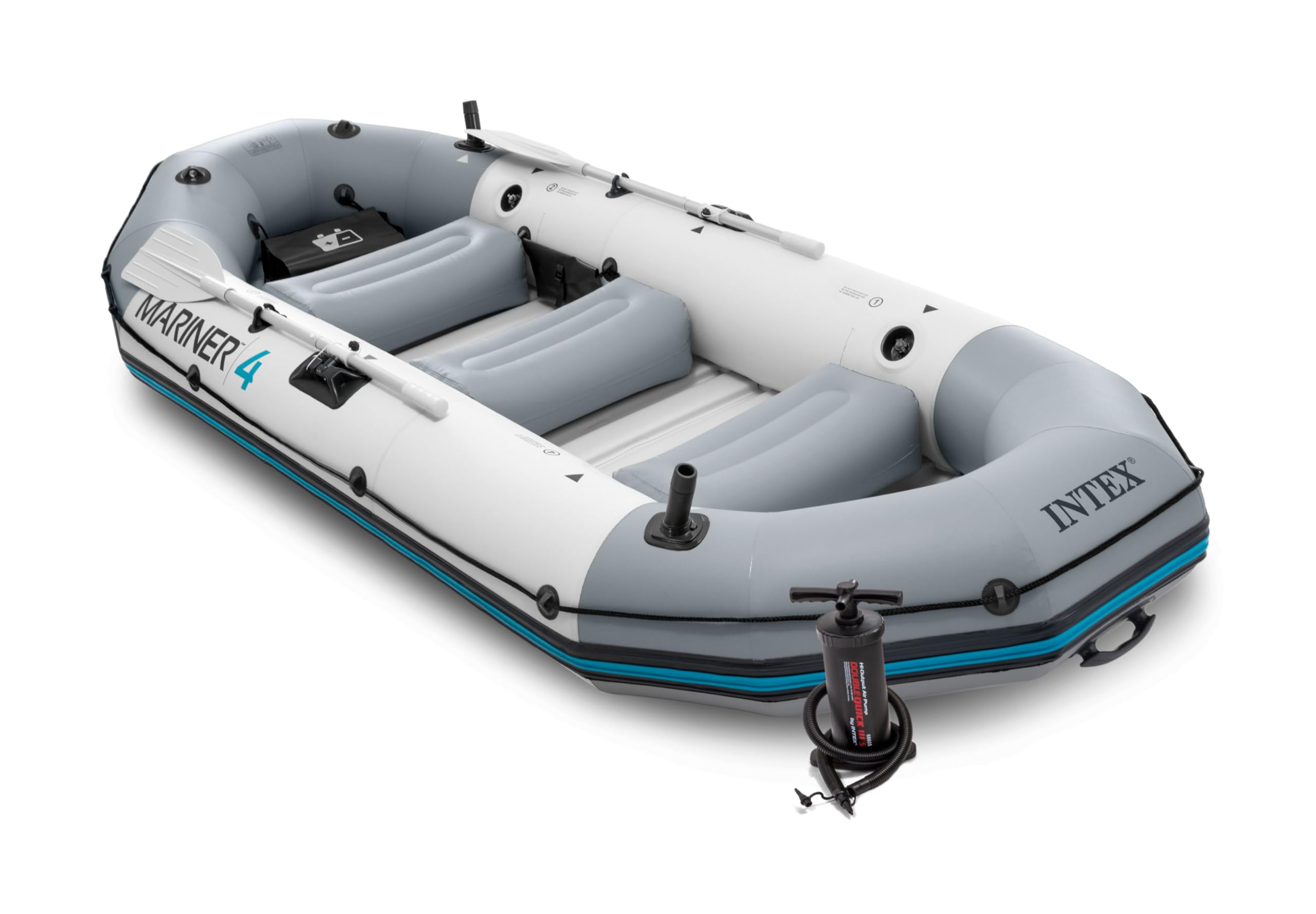 Intex 68376Ep Mariner 4 Inflatable Boat Set: Includes Deluxe 54In Aluminum Oars And High-Output-Pump - Supertough Pvc - Inflatab