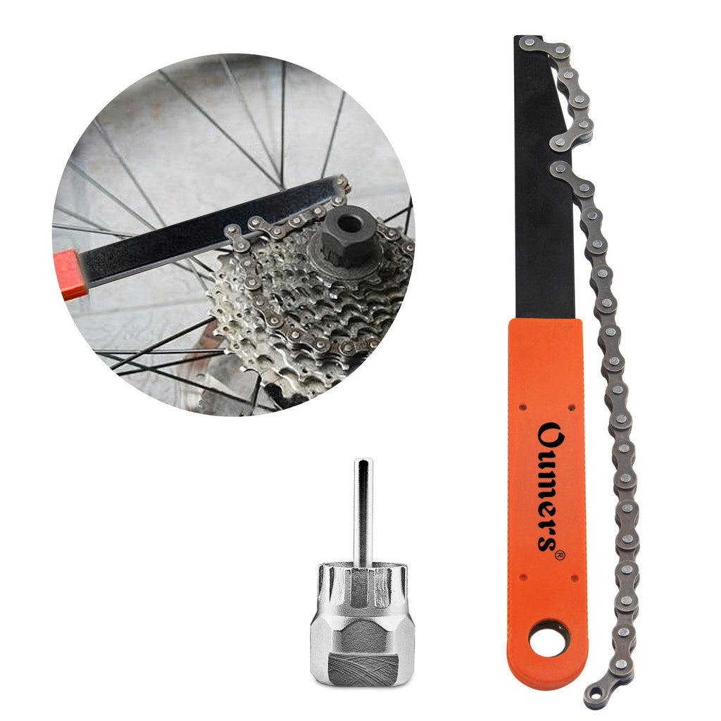 Oumers Bike Chain Tools Kit, Cassette Removal Tool Sprocket Remover Kitchain Whip And Cassetterotor Lockring Removal Tool With G