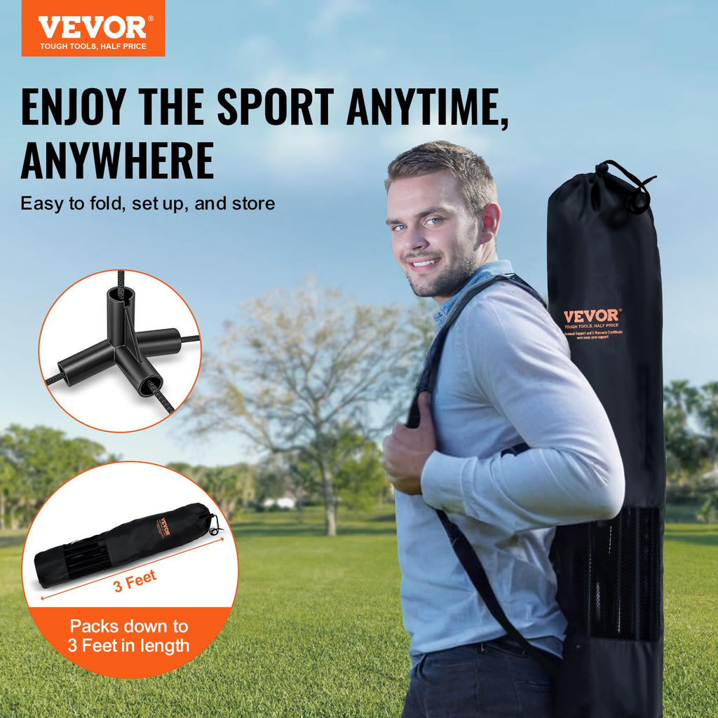 Vevor Badminton Net, Height Adjustable Volleyball Net, 17Ft Wide Foldable Pickleball Net, Portable Easy Setup Tennis Net Set Wit