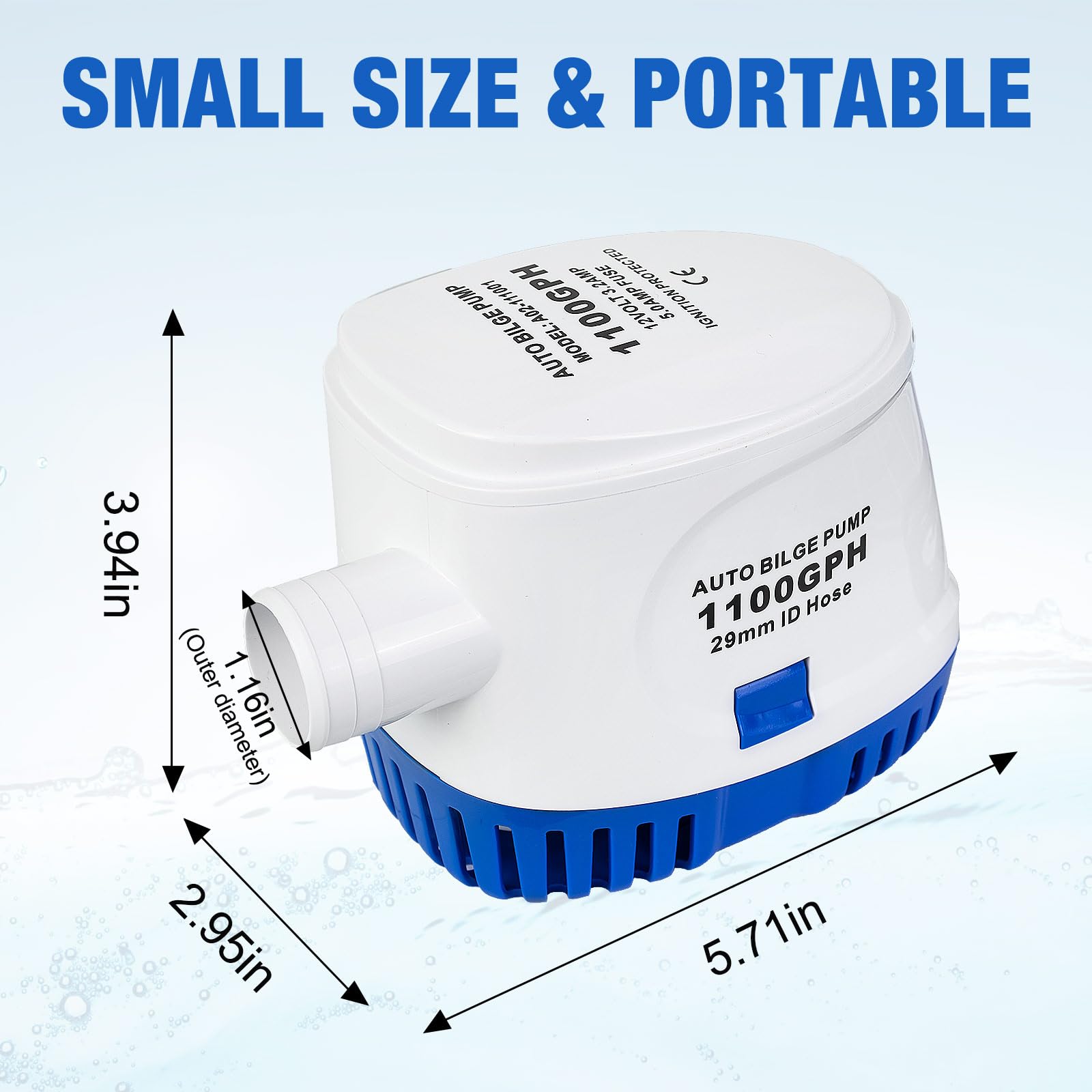 Eco-Worthy Automatic 12V Bilge Pumps For Boats 1100Gph Auto With Float Switch For Rv Caravan