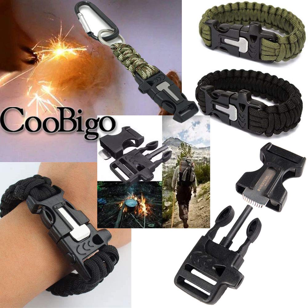 10Pack 3/4'' (19Mm) Fire Starter Survival Whistle Buckle Flint Scraper For Paracord Bracelet Key Lanyard Ourdoor Hiking Camping