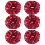 Hooshing 6Pcs Red Cheerleading Pom Poms Metallic Cheer Pompoms With Baton Handle For Kids Adults Team Spirit Sports Dance Cheeri