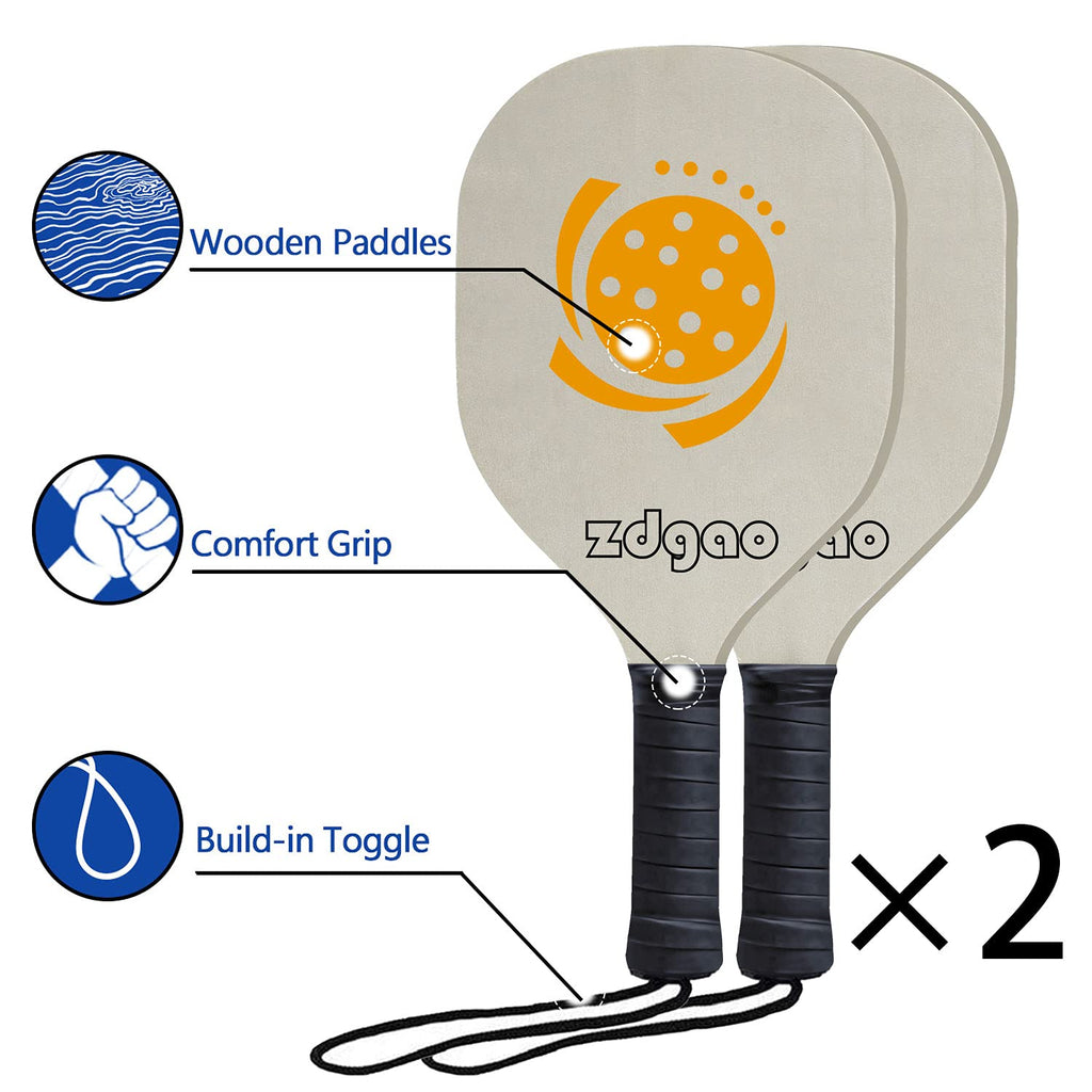 Zdgao Pickleball Set With Net - 22 Ft Pickleball Nets Portable Outdoor Regulation Size, With 4 Pickleball Paddles And 2 Outdoor