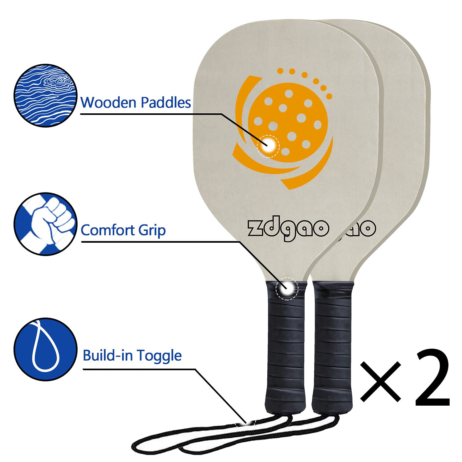 Zdgao Pickleball Set With Net - 22 Ft Pickleball Nets Portable Outdoor Regulation Size, With 4 Pickleball Paddles And 2 Outdoor