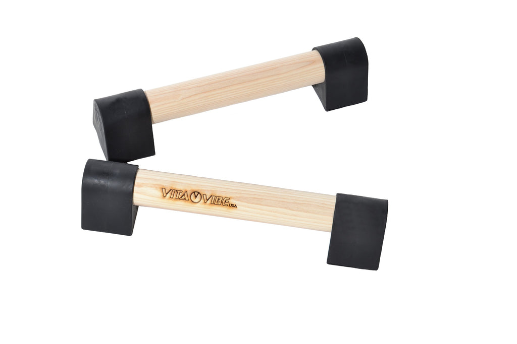 Vita Vibe - Ultra Portable Mini Ash Wood Parallettes Set - 9 Inch - 12 Inch - Usa Made (12'')