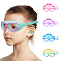 Vvinca Kids Swim Goggles, Wide View Anti-Fog Quick Adjustable Strap Swim Mask With Ear Clip Nose Clip For Children Swimming Less