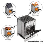 Redcamp Wood Burning Camp Stove Folding Stainless Steel 304# Grill, Small Portable Backpacking Stove For Hiking Camping Picnic B
