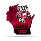 Rico Industries Ncaa Wisconsin Badgers State Shape Shape Cut Pennant - Home And Living Room D  Cor - Soft Felt Ez To Hang, 18X0.