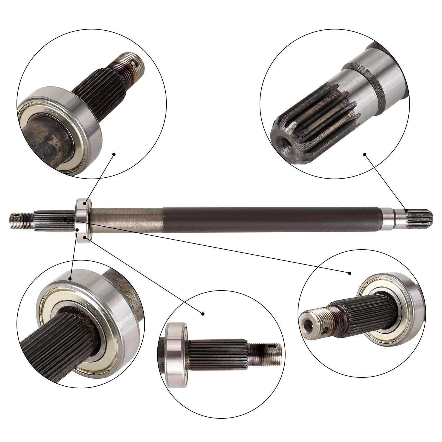 10L0L Driver Side Rear Axle Shaft For 1994.3-2009 Ezgo Gas Txt, Medalist, St, Mpt Gas Golf Cart, Includes Bearing, Oem# 72056G01