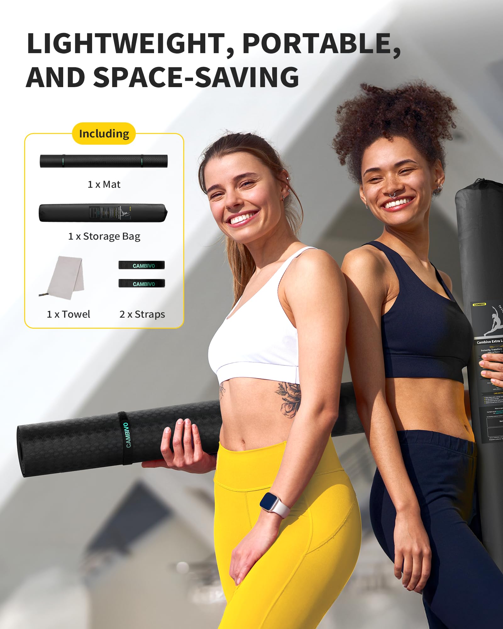 CAMBIVO Large Yoga Mat (6x 4), Extra Wide Workout Mat for Men and Women, 0.4 Thick Exercise Fitness TPE Mat for Home Gym, Yo