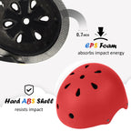 Kids Bike Helmet, Adjustable And Multi-Sport, From Toddler To Youth, 3 Sizes (Red)