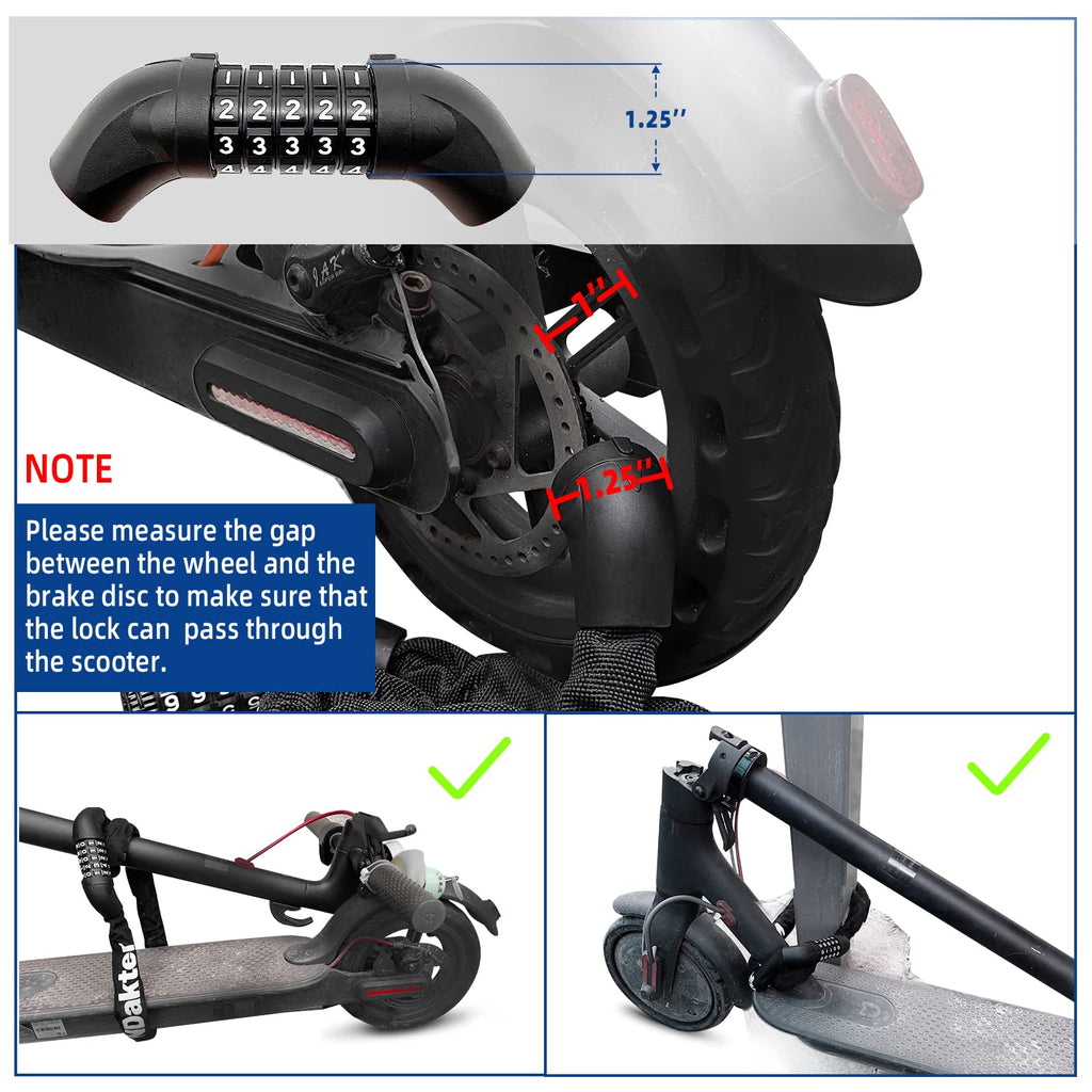 Ndakter Bike Chain Lock, 5 Digit Combination Heavy Duty Anti Theft Bicycle Chain Lock, Security Resettable Bike Locks For Bike,