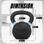 Yes4All Powder Coated Cast Iron Kettlebell Pair Light Blue - 16 Kg / 35 Lb Strength Training Kettlebells Weight Set For Full Bod