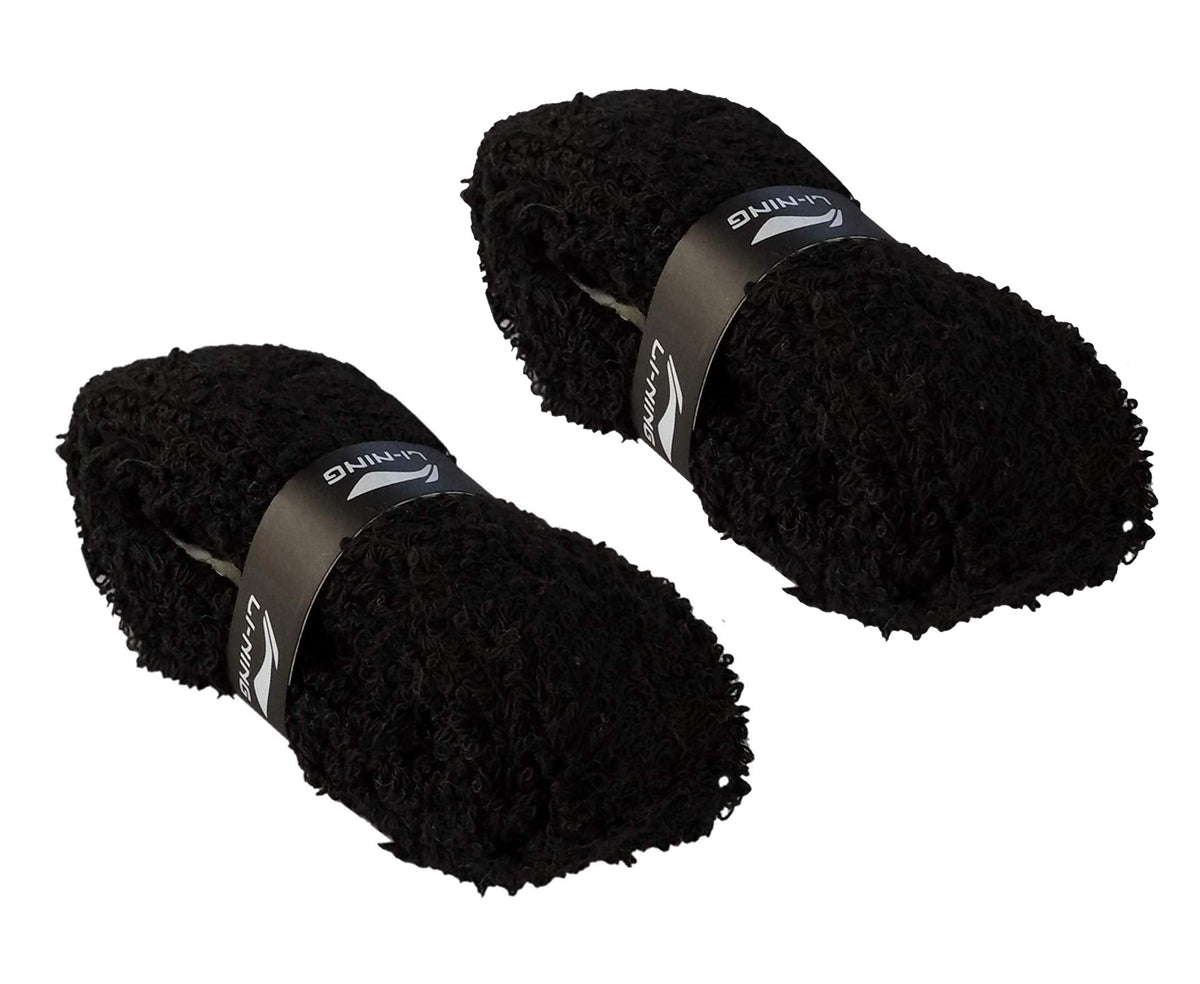 LiNing Gc002 Cotton Single Layer Towel Grip For Badminton Racquet (Black) Pack Of 2