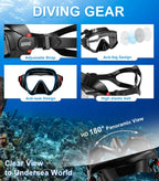 Aegend 2 Pack Snorkeling Gear for Adults, Dry Snorkel Set Panoramic View Enhanced Anti-Leak and Anti-Fog Technology, Adjustable