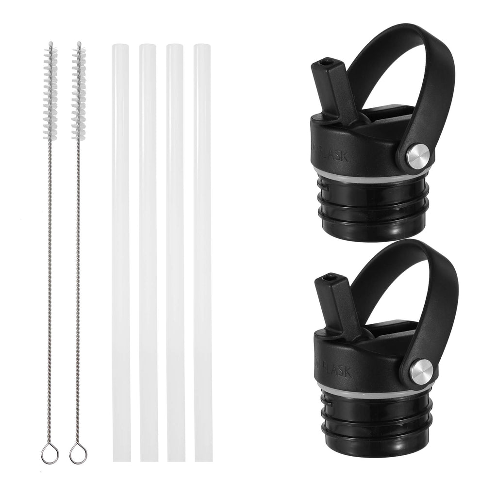 Iron Flask Straw Lid For Narrow Standard Mouth Insulated Sports Water Bottles, Standard Mouth, Bpa Free, 2 Lids, 4 Straws, 2 Cle