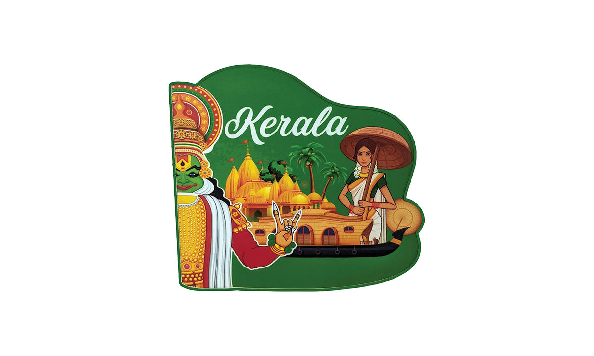 Kerala Fridge Magnets Home Kitchen Souvenir/Gift/Fridge Refrigerator Decorations Wooden Multicolor Fridge Magnets (3 x 2.5 Inch