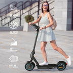 Electric Scooter for Adults, Foldable E-Scooter with Dual Suspension & Front/Rear Turn Signal Lights, 650W Motor, 36V 18AH Batte